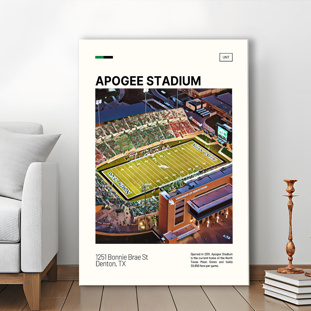 Apogee Stadium Print, North Texas Mean Green Stadium Canvas Art, Fan Gifts, Sport Art, Canvas Print Wall Art