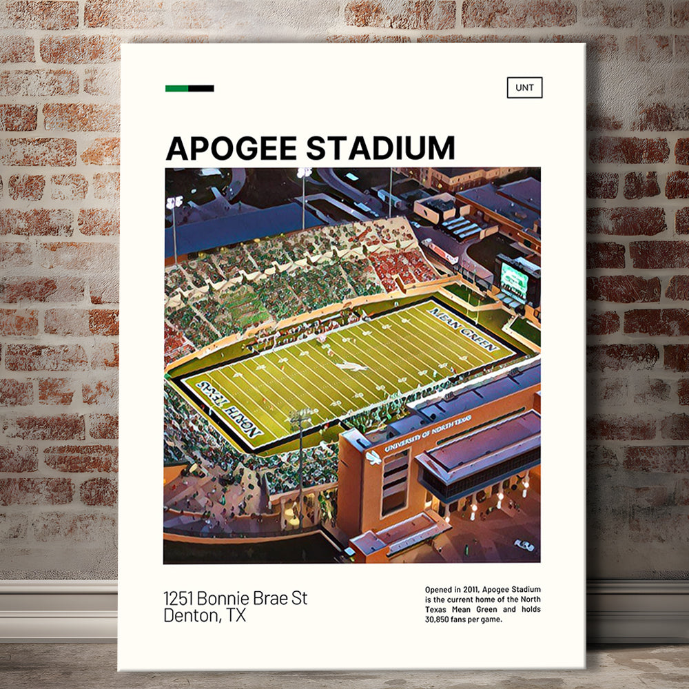 Apogee Stadium Print, North Texas Mean Green Stadium Canvas Art, Fan Gifts, Sport Art, Canvas Print Wall Art