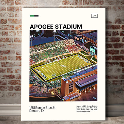 Apogee Stadium Print, North Texas Mean Green Stadium Canvas Art, Fan Gifts, Sport Art, Canvas Print Wall Art