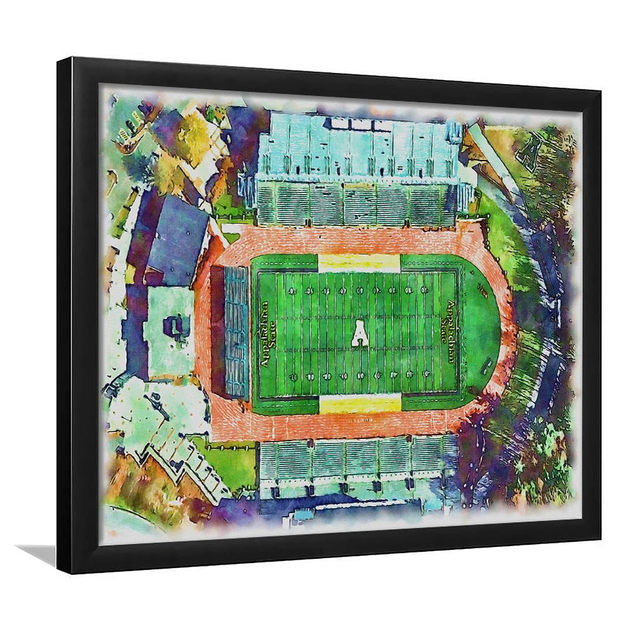 Appalachian Mountaineers, Kidd Brewer Painting Stadium Watercolor, Sport Gift Art, Framed Art Print Wall Decor
