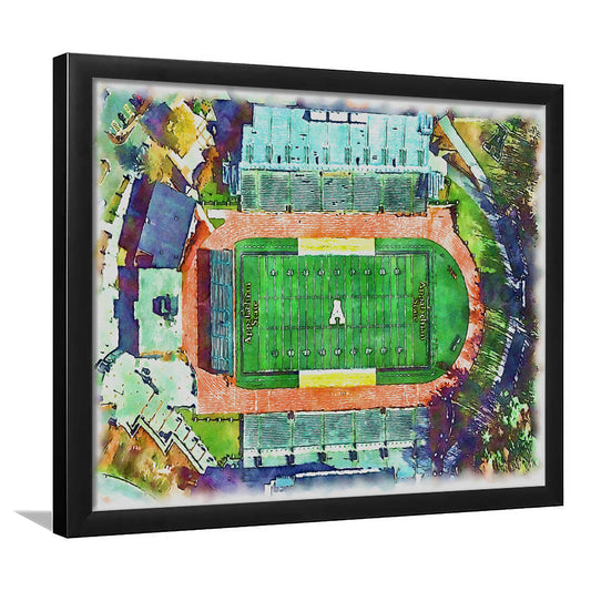 Appalachian Mountaineers, Kidd Brewer Painting Stadium Watercolor, Sport Gift Art, Framed Art Print Wall Decor