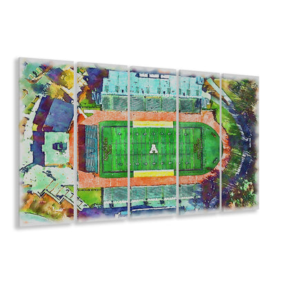 Appalachian Mountaineers, Kidd Brewer Painting Stadium Watercolor, Sport Art, Extra Large Canvas Print Wall Art