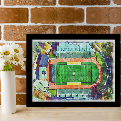 Appalachian Mountaineers, Kidd Brewer Painting Stadium Watercolor, Sport Gift Art, Framed Art Print Wall Decor