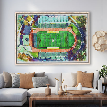 Appalachian Mountaineers, Kidd Brewer Painting Stadium Watercolor, Sport Gift Art, Framed Canvas Print Wall Art