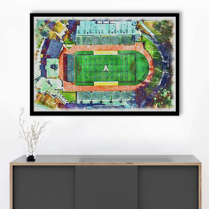 Appalachian Mountaineers, Kidd Brewer Painting Stadium Watercolor, Sport Gift Art, Framed Art Print Wall Decor