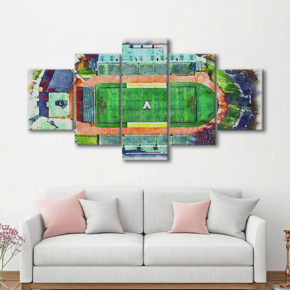 Appalachian Mountaineers, Kidd Brewer Painting Stadium Watercolor, Sport Art, Mixed 5 Panel, Canvas Print Wall Art
