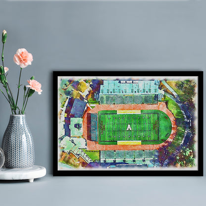 Appalachian Mountaineers, Kidd Brewer Painting Stadium Watercolor, Sport Gift Art, Framed Art Print Wall Decor