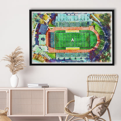 Appalachian Mountaineers, Kidd Brewer Painting Stadium Watercolor, Sport Gift Art, Framed Canvas Print Wall Art