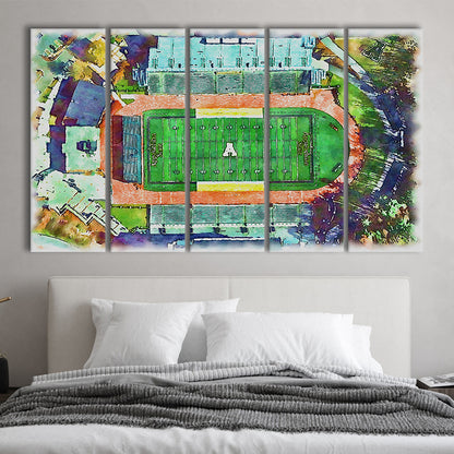 Appalachian Mountaineers, Kidd Brewer Painting Stadium Watercolor, Sport Art, Extra Large Canvas Print Wall Art