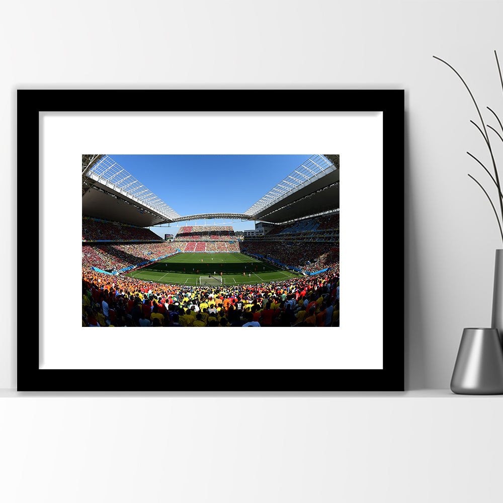 Arena Corinthians Copa, Stadium Canvas, Sport Art, Gift for him, White Border Framed Art Print Wall Decor