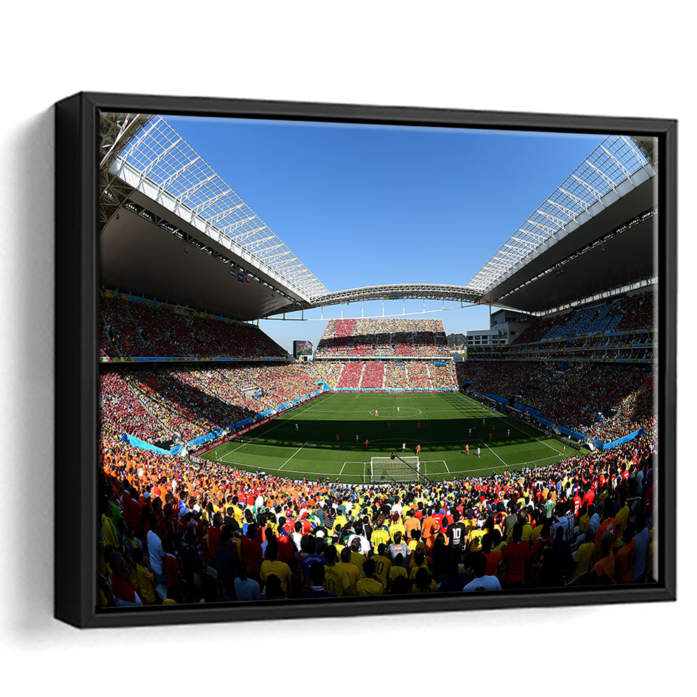 Arena Corinthians Copa, Stadium Canvas, Sport Art, Framed Canvas Print Wall Art, Floating Frame