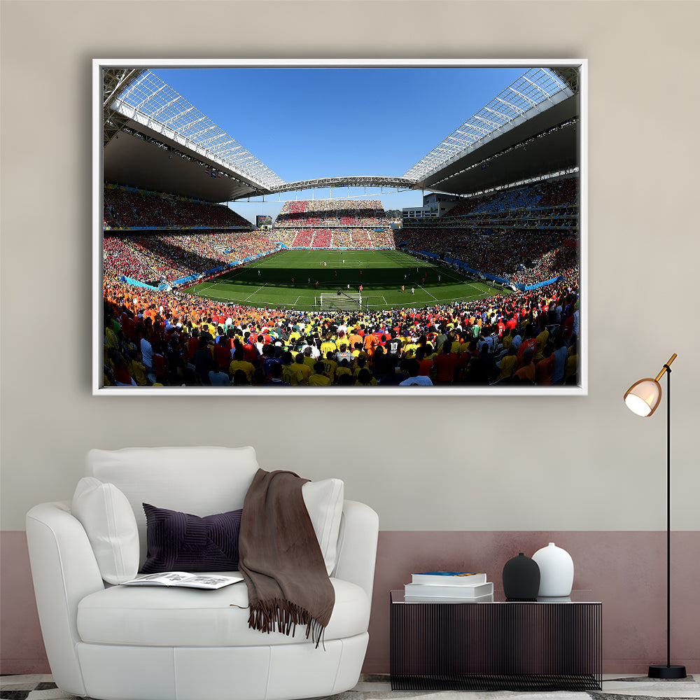 Arena Corinthians Copa, Stadium Canvas, Sport Art, Framed Canvas Print Wall Art, Floating Frame