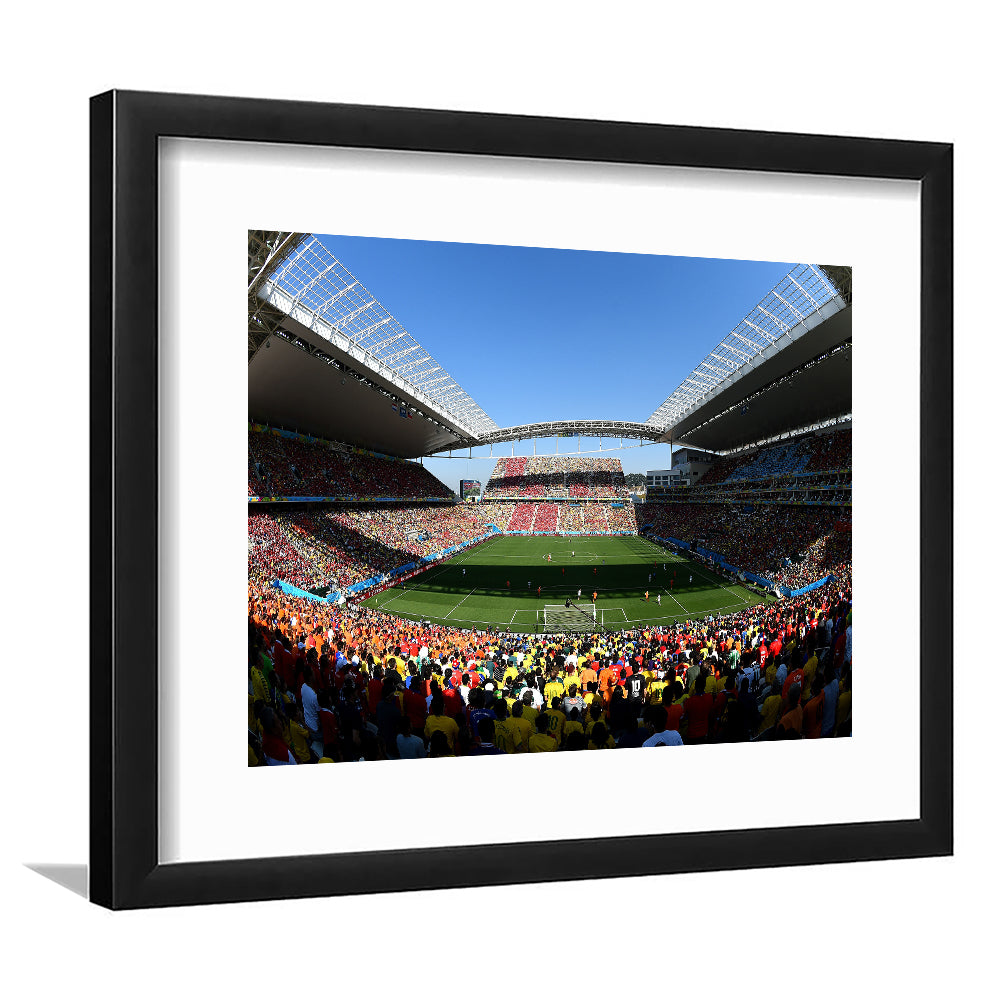 Arena Corinthians Copa, Stadium Canvas, Sport Art, Gift for him, White Border Framed Art Print Wall Decor