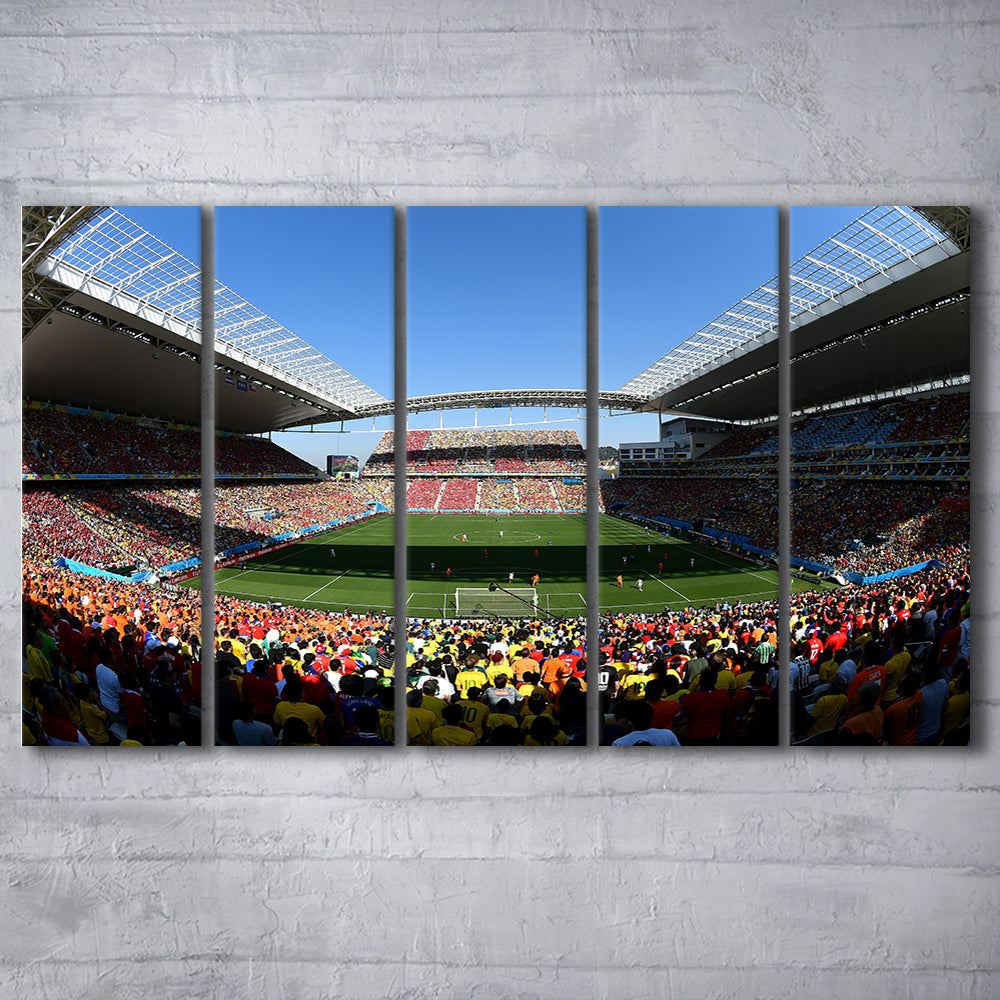 Arena Corinthians Copa, Stadium Canvas, Sport Art, 5 Panel B, Extra Large Canvas, Canvas Print Wall Art