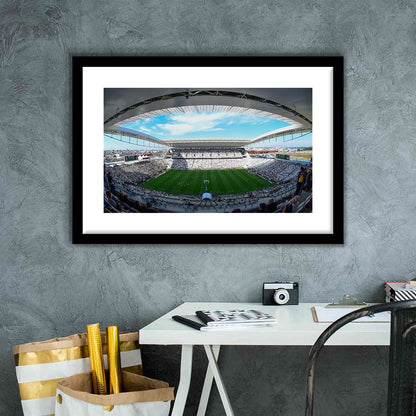 Arena Corinthians, Stadium Canvas, Sport Art, Gift for him, White Border Framed Art Print Wall Decor