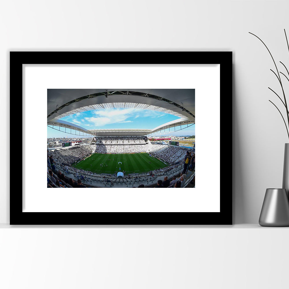 Arena Corinthians, Stadium Canvas, Sport Art, Gift for him, White Border Framed Art Print Wall Decor