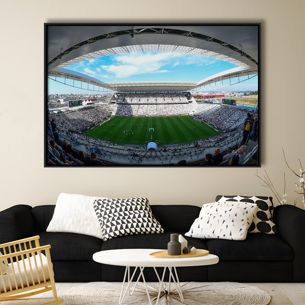 Arena Corinthians, Stadium Canvas, Sport Art, Framed Canvas Print Wall Art, Floating Frame