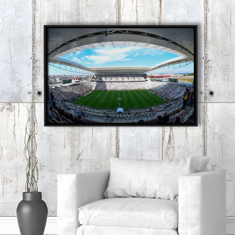Arena Corinthians, Stadium Canvas, Sport Art, Framed Canvas Print Wall Art, Floating Frame