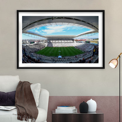 Arena Corinthians, Stadium Canvas, Sport Art, Gift for him, White Border Framed Art Print Wall Decor