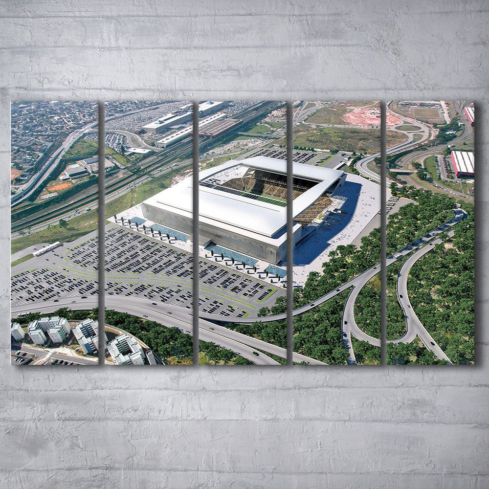 Arena De Sao Paulo, Stadium Canvas, Sport Art, 5 Panel B, Extra Large Canvas, Canvas Print Wall Art