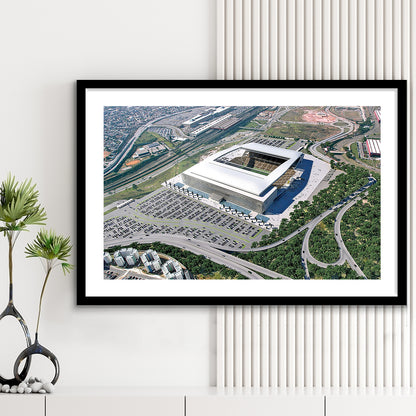 Arena De Sao Paulo, Stadium Canvas, Sport Art, Gift for him, White Border Framed Art Print Wall Decor