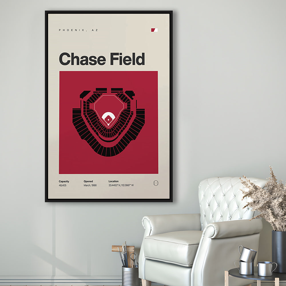 Arizona Diamondbacks Stadium Print, Chase Field Stadium Print, Man Cave Gift, Floating Framed Canvas Print Wall Art