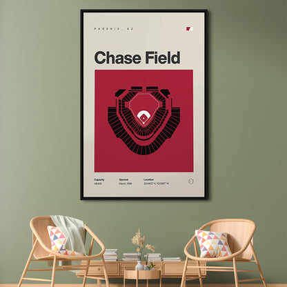 Arizona Diamondbacks Stadium Print, Chase Field Stadium Print, Man Cave Gift, Floating Framed Canvas Print Wall Art