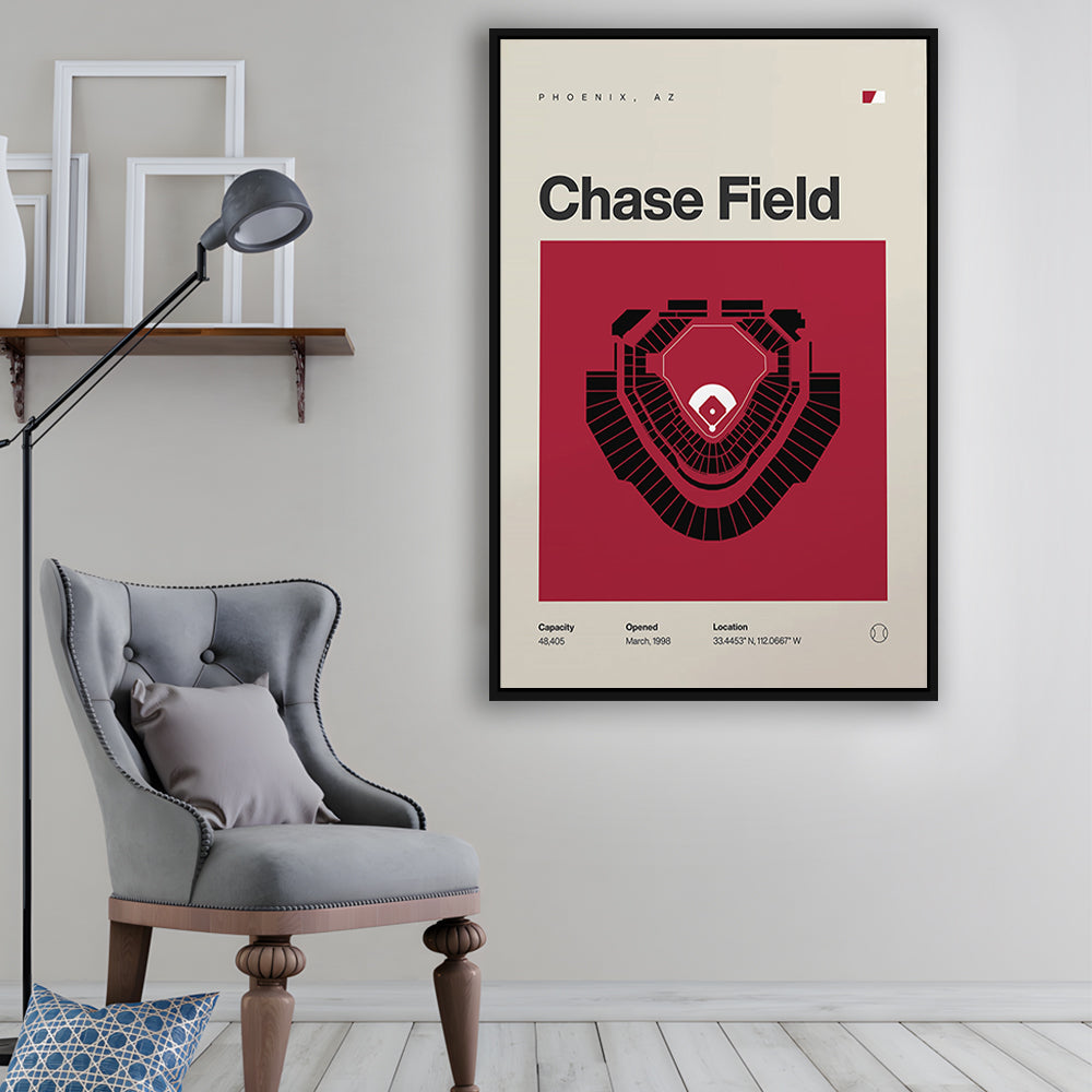 Arizona Diamondbacks Stadium Print, Chase Field Stadium Print, Man Cave Gift, Floating Framed Canvas Print Wall Art
