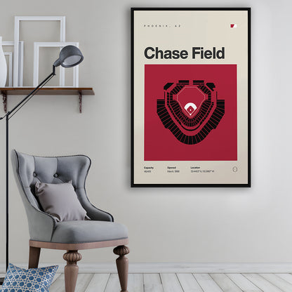 Arizona Diamondbacks Stadium Print, Chase Field Stadium Print, Man Cave Gift, Floating Framed Canvas Print Wall Art