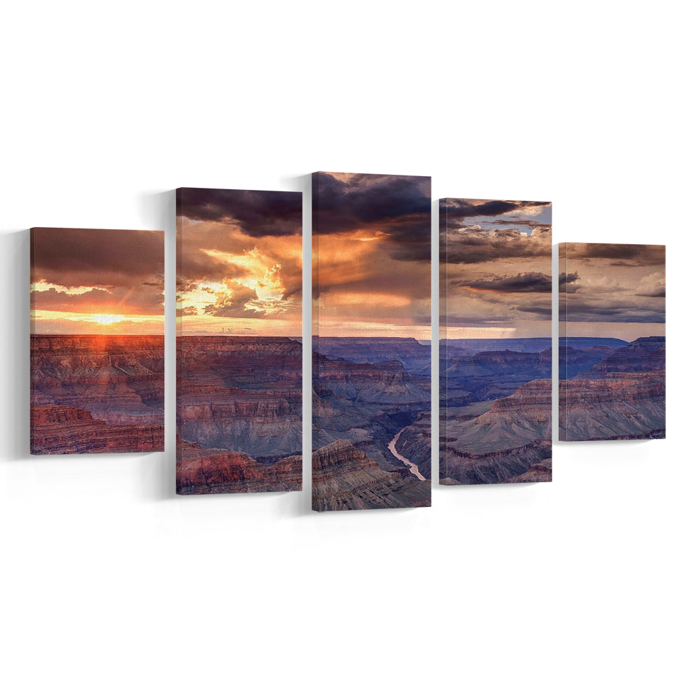 Arizona Grand Canyon National Park Colorado River from Mohave Point, 5 Piece Large Cavas Print Wall Art