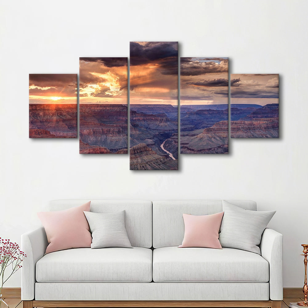Arizona Grand Canyon National Park Colorado River from Mohave Point, 5 Piece Large Cavas Print Wall Art