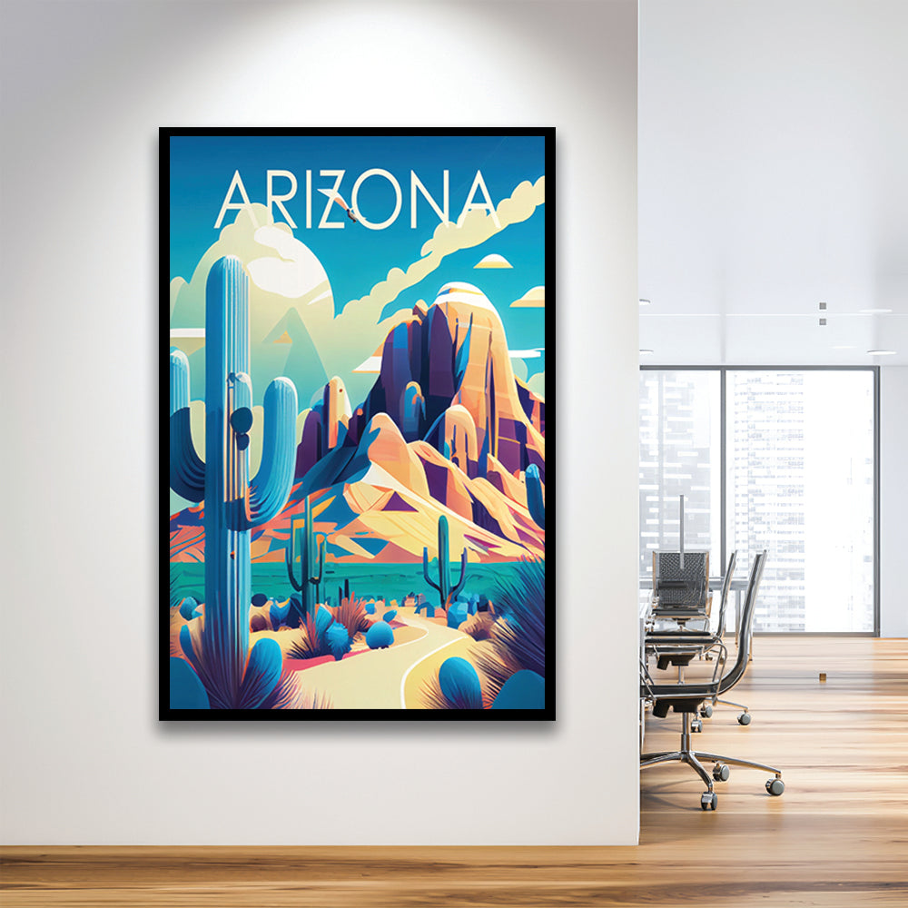 Arizona Retro Art Print, Arizona City Wall Art, Framed Art Print, Picture Framed, Painting Art