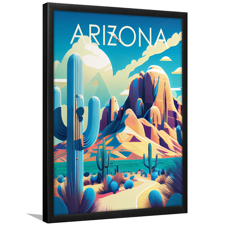Arizona Retro Art Print, Arizona City Wall Art, Framed Art Print, Picture Framed, Painting Art
