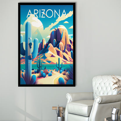 Arizona Retro Art Print, Arizona City Wall Art, Framed Art Print, Picture Framed, Painting Art
