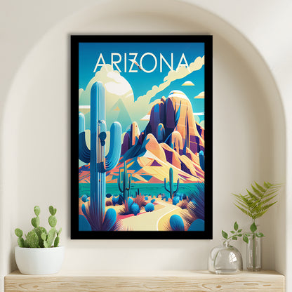 Arizona Retro Art Print, Arizona City Wall Art, Framed Art Print, Picture Framed, Painting Art