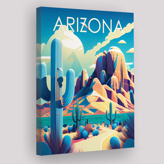 Arizona Retro Art Print, Arizona City Wall Art, Canvas Print, Painting Canvas, Living Room Decor