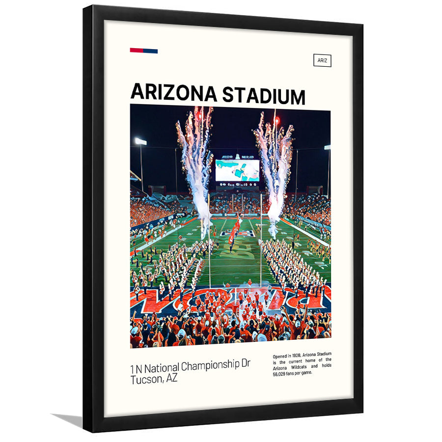 Arizona Stadium Print, Arizona Wildcats Stadium Art, Gifts for him, Sport Art, Framed Art Print Wall Decor