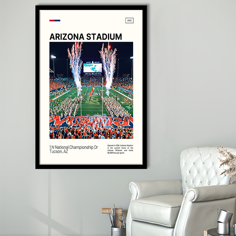 Arizona Stadium Print, Arizona Wildcats Stadium Art, Gifts for him, Sport Art, Framed Art Print Wall Decor