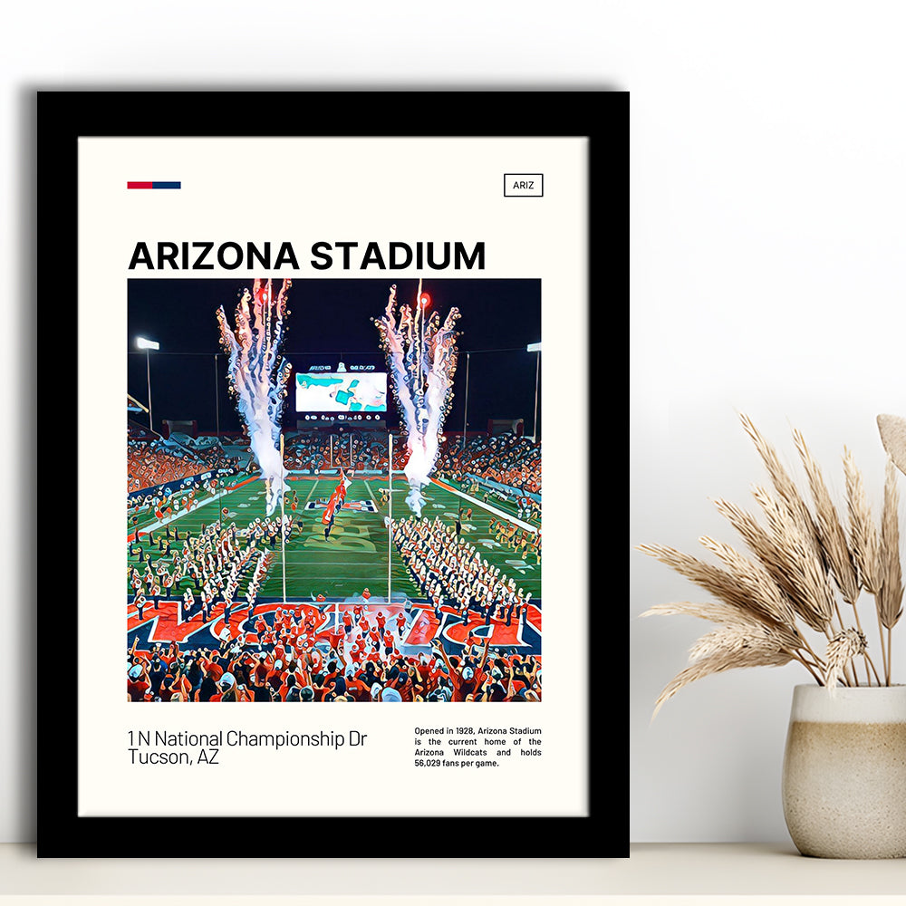 Arizona Stadium Print, Arizona Wildcats Stadium Art, Gifts for him, Sport Art, Framed Art Print Wall Decor