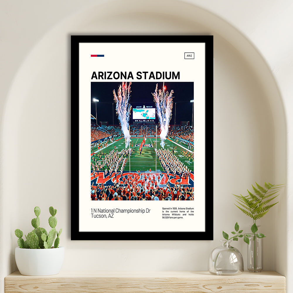 Arizona Stadium Print, Arizona Wildcats Stadium Art, Gifts for him, Sport Art, Framed Art Print Wall Decor