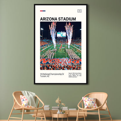 Arizona Stadium Print, Arizona Wildcats Stadium Canvas Art, Man Cave Gift, Floating Framed Canvas Print Wall Art
