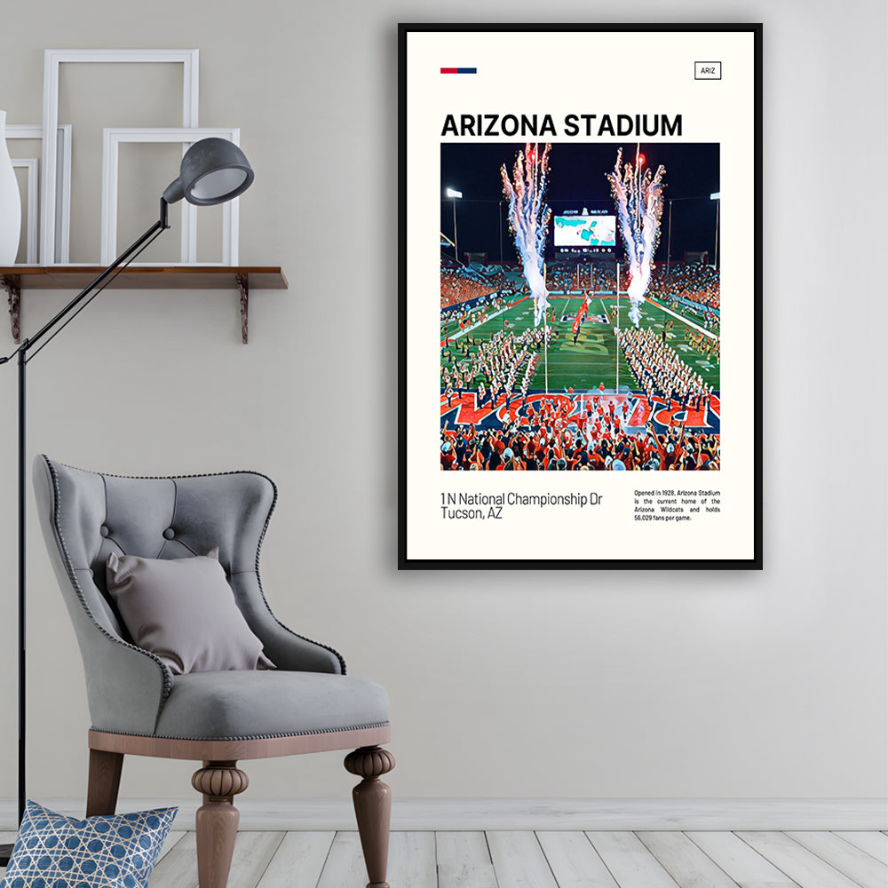 Arizona Stadium Print, Arizona Wildcats Stadium Canvas Art, Man Cave Gift, Floating Framed Canvas Print Wall Art