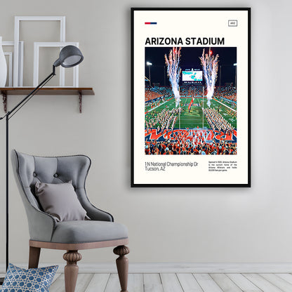 Arizona Stadium Print, Arizona Wildcats Stadium Canvas Art, Man Cave Gift, Floating Framed Canvas Print Wall Art