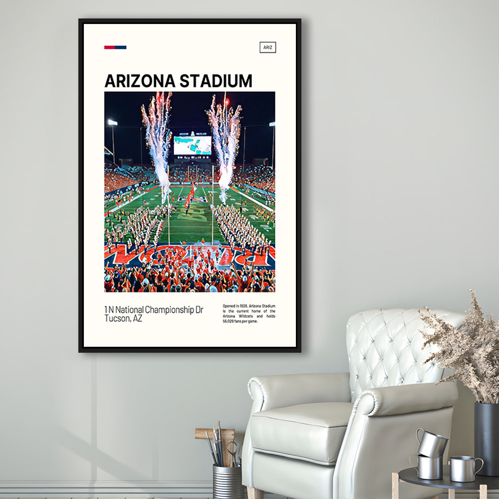 Arizona Stadium Print, Arizona Wildcats Stadium Canvas Art, Man Cave Gift, Floating Framed Canvas Print Wall Art