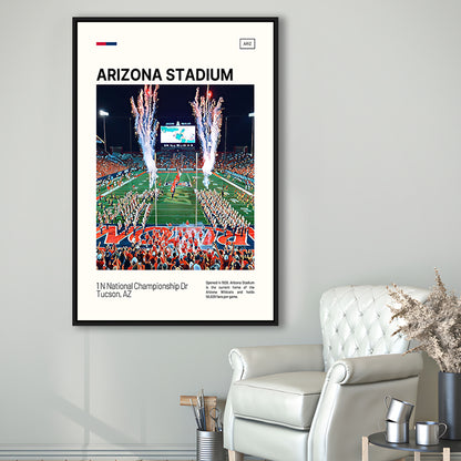 Arizona Stadium Print, Arizona Wildcats Stadium Canvas Art, Man Cave Gift, Floating Framed Canvas Print Wall Art