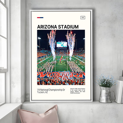 Arizona Stadium Print, Arizona Wildcats Stadium Canvas Art, Man Cave Gift, Floating Framed Canvas Print Wall Art