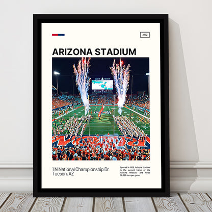 Arizona Stadium Print, Arizona Wildcats Stadium Canvas Art, Man Cave Gift, Floating Framed Canvas Print Wall Art