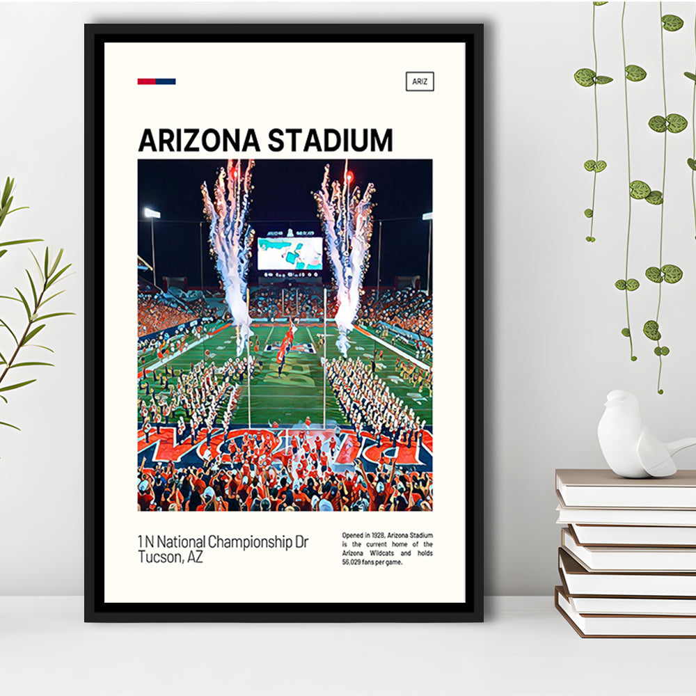 Arizona Stadium Print, Arizona Wildcats Stadium Canvas Art, Man Cave Gift, Floating Framed Canvas Print Wall Art