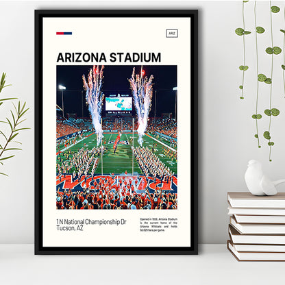 Arizona Stadium Print, Arizona Wildcats Stadium Canvas Art, Man Cave Gift, Floating Framed Canvas Print Wall Art