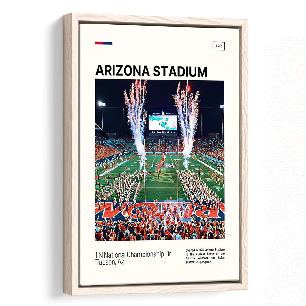 Arizona Stadium Print, Arizona Wildcats Stadium Canvas Art, Man Cave Gift, Floating Framed Canvas Print Wall Art